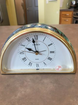 Vintage Linden Quartz Floral Alarm Mantel Clock Art Deco Style Taiwan