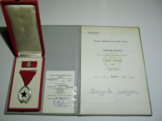 Hungarian For The Work,  Order Of Merit With Etui,  Silver,  And Id Document 1973