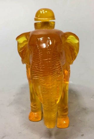 Chinese Collectable Decorative Amber Carve Auspicious Elephant Rare Snuff Bottle 5