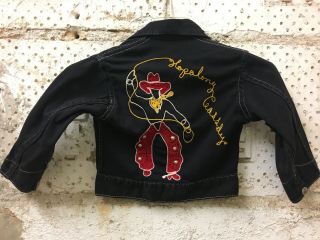 Vintage HopaLong Cassidy Black Denim Jacket W/ Embroidery Metal Studs Rare Find 2