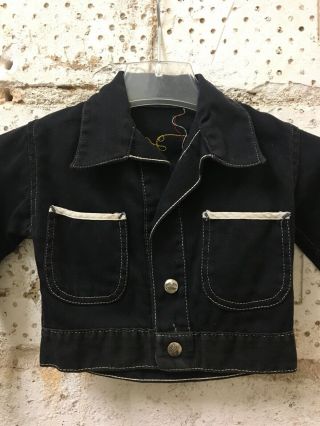 Vintage HopaLong Cassidy Black Denim Jacket W/ Embroidery Metal Studs Rare Find 3
