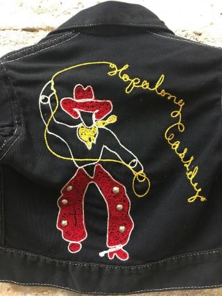 Vintage HopaLong Cassidy Black Denim Jacket W/ Embroidery Metal Studs Rare Find 4