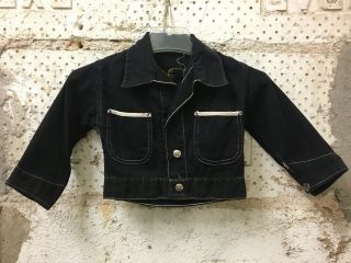 Vintage HopaLong Cassidy Black Denim Jacket W/ Embroidery Metal Studs Rare Find 7