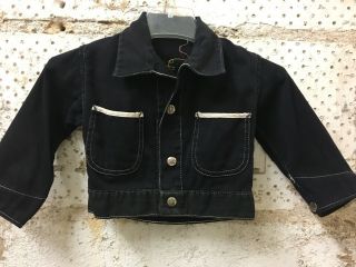 Vintage HopaLong Cassidy Black Denim Jacket W/ Embroidery Metal Studs Rare Find 8