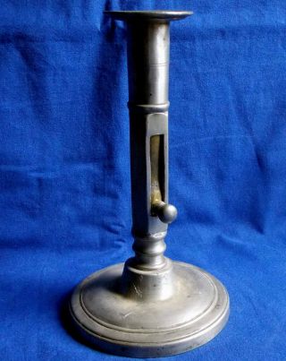 Rare 18th Century French Pewter Huguenot Pushup Socket Candlestick Circa 1720