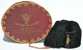 Rare Italian Fascist Fez Colbacco Hat With Case Italy Wwii Fascista