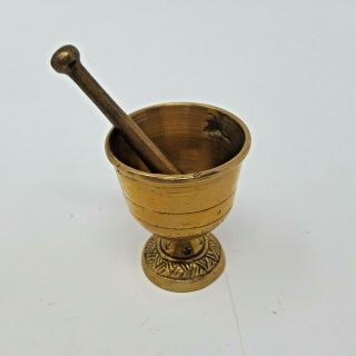 Vintage Solid Brass Footed Mortar And Pestle 2 " Apothecary Medicine Science