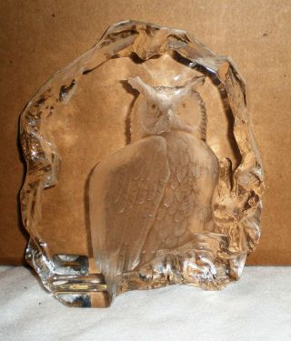 Signed & Numbered J166 MATS JONASSON GLASS OWL PAPERWEIGHT Hand Made in Sweden 3
