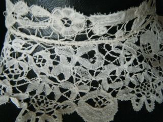 19c Antique High Neck Collar Honiton lace floral design H made England 4
