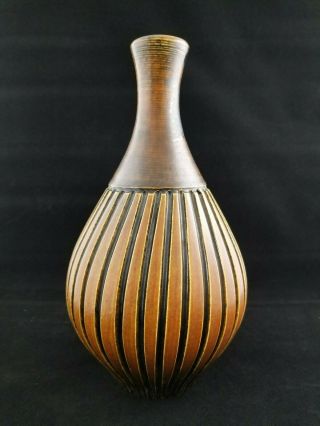 Vintage Handarbeide Vase Mid Century Modern Brown Good Lines Retro Germany 1337