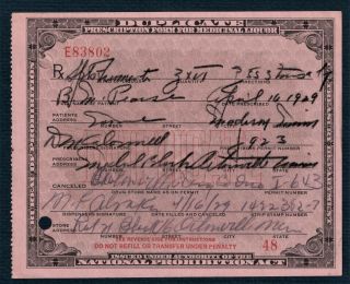 Prohibition Prescription Whiskey Liquor Vintage Pharmacy Doctor Bar Minnesota Rx