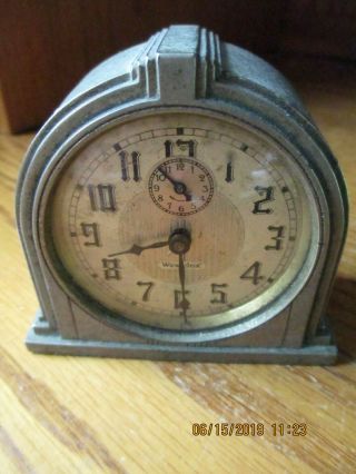 Westclox Vintage Model 61d Art Deco Metal Alarm Clock Heavy Patina Not
