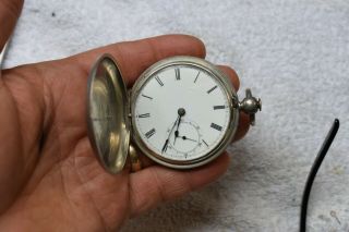 Antique Waltham William Ellery Key Wind Pocket Watch Movement Silver Case