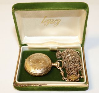 1898 Hampden Molly Stark 3/0 Pocket Watch 7 Jewel Dueber Hunt Case 14k Gold Fill