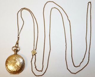 1898 HAMPDEN MOLLY STARK 3/0 Pocket Watch 7 Jewel DUEBER Hunt Case 14K Gold Fill 2