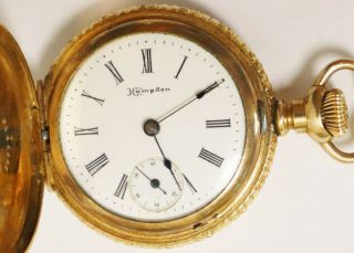 1898 HAMPDEN MOLLY STARK 3/0 Pocket Watch 7 Jewel DUEBER Hunt Case 14K Gold Fill 7