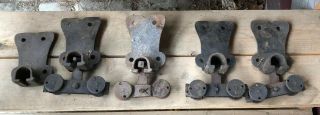 4 Antique Cast Iron Barn,  Loft,  Industrial Door Track Hangers Rollers Hardware