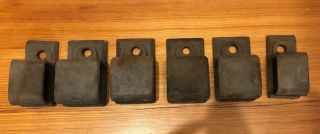 6 Antique Cast Iron Barn,  Loft,  Industrial Door Track Hardware Brackets End Caps