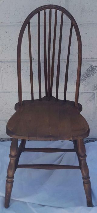 Antique Windsor Bow Back Side Chair - Solid Wood - Wonderful Bow Back Detail