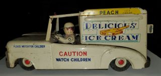 Vintage Ice Cream Truck Friction Toy Car