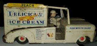 Vintage ice cream truck friction toy car 6
