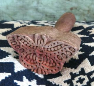 Primitive Farmhouse Carved Wood Detailed Butterfly Butter Mold Stamp Press