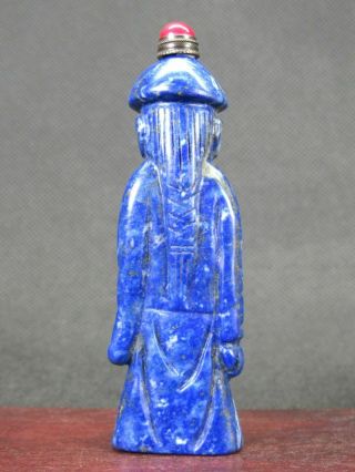Chinese Qing Dynasty Person Carved Natural Lapis Lazuli Snuff Bottle 4