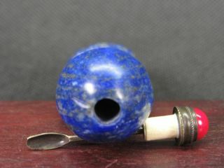 Chinese Qing Dynasty Person Carved Natural Lapis Lazuli Snuff Bottle 7