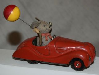 Vintage Schuco No.  2005 Tin Windup Sonny Mouse Convertible Car - Germany -
