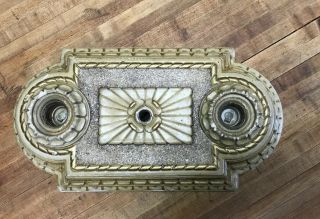 Vintage Art Deco Cast Ceiling Wall Light Fixture Double Flush Mount Gold