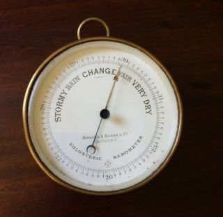 Antique Brass Holosteric Barometer Howard H.  Baker & Co.  Buffalo York 19c
