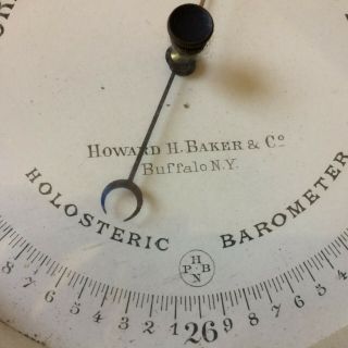 Antique Brass Holosteric Barometer Howard H.  Baker & Co.  Buffalo York 19C 2