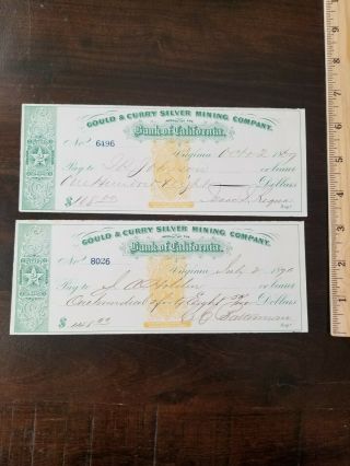 1869 & 1870 Gould & Curry Silver Mining Company Checks