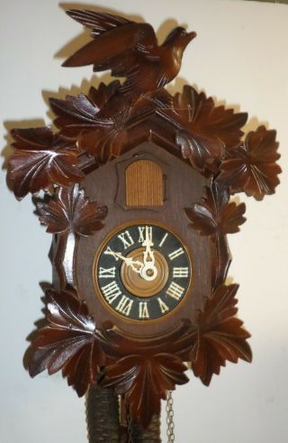 Old German Black Forest Fancy Hand Carved Distressed Cuckoo Clock