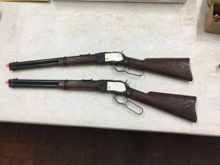 2 Vintage Mattel Shootin’ Shell Winchester Style Toy Rifle 1960’s Cap Guns