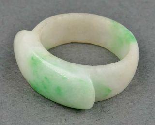 Fine Antique Chinese Carved White Jade Apple Inclusion Ring Sz 7.  5