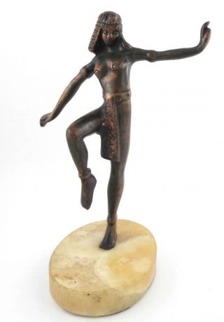 1940s - Art Deco Egyptian Dancer Figural Copper Patina Statue On Marble Base