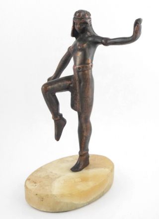 1940s - ART DECO EGYPTIAN DANCER FIGURAL COPPER PATINA STATUE on MARBLE BASE 2