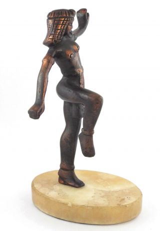 1940s - ART DECO EGYPTIAN DANCER FIGURAL COPPER PATINA STATUE on MARBLE BASE 3