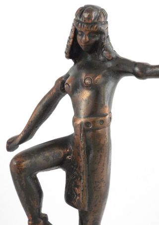 1940s - ART DECO EGYPTIAN DANCER FIGURAL COPPER PATINA STATUE on MARBLE BASE 5