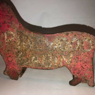 Antique American Folk Art Sheet Iron Dog Whimsy Pinewood Cabin 2