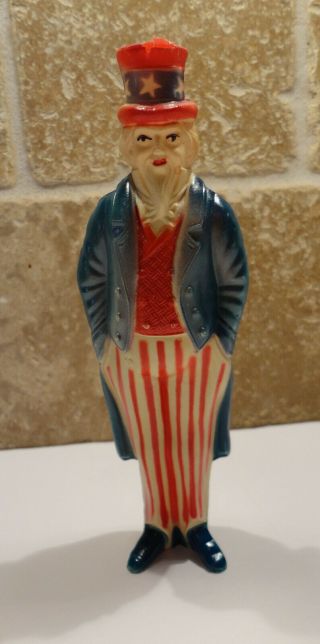 Vintage Celluloid Toy Uncle Sam Viscoloid 4th Of July Patriotic Usa 7 " Doll