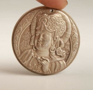 Chinese Tibetan Silver Pendant Statue Bodhisattva Spiritual Old Collec Gift M