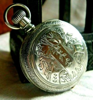 1890 Waltham Coin Silver Pocket Watch Hunter Case Runs & Keeps Time