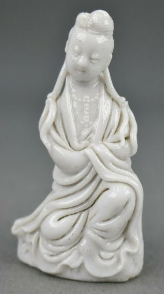 Fine Antique Miniature Chinese Blanc De Chine Dehua Guanyin Statue 1 5/8 " Tall