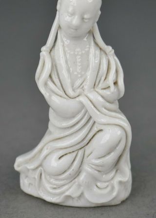 Fine Antique Miniature Chinese Blanc De Chine Dehua Guanyin Statue 1 5/8 