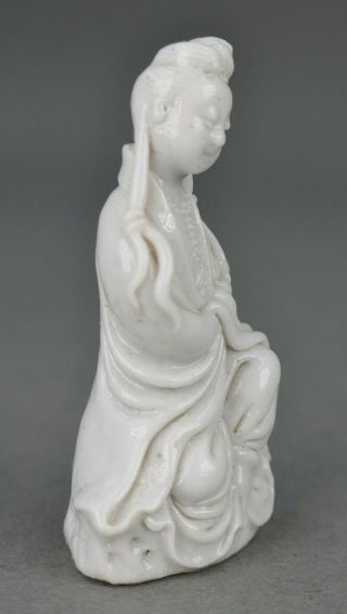Fine Antique Miniature Chinese Blanc De Chine Dehua Guanyin Statue 1 5/8 