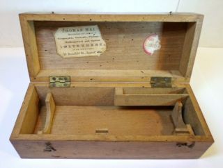 Antique Thomas Hall Boston Instrument Box Wooden For Small Microscope? 6.  5 " Long