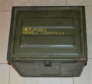 Vintage Large Metal US Army Military Waterproof Detonator Fuse/AMMO Storage BOX 2