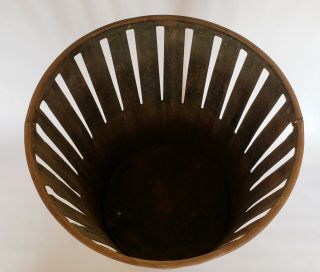 1900 ' s ERIE ART METAL Co Industrial Waste Basket Open Slat Trash Can Bin 3